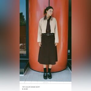 Zara TRF Color Denim Skirt